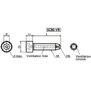 SCBS-M10-30-VR NBK Clamping Cap Vacuum Vented Screws has a full ball to firmly secure workpiece at the contact point.