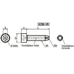 SCBS-M6-30-VR NBK Clamping Cap Vacuum Vented Screws - full ball to firmly secure workpiece for Vacuum Devices Made in Japan