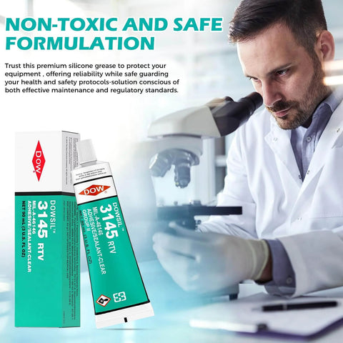 Heavy Duty High Temp Waterproof Sealed RTV Silicone Adhesive 90ml 3oz For Electronics Housings Battery Panels Mil A 46146 Grade Non Flow Room Temperature Cure Electrical Moisture Sealant That Works Like A Dream next to a microscope.