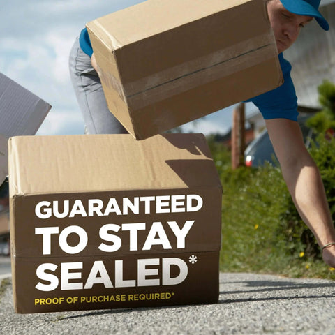 Man sealing box with Scotch Heavy Duty Packaging Tape 1.88 In x 54.6 yd Clear 3 In Core 6 Rolls For Strong Sealing And Shipping.