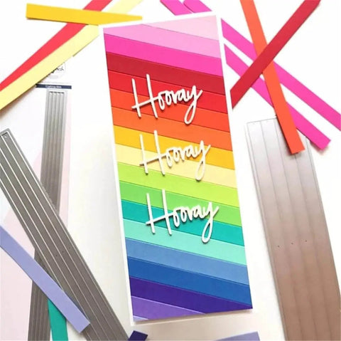 Creative Scrapbooking Die Set For Paper Cards And DIY Crafting with colorful strips and metal cutting dies in carbon steel.