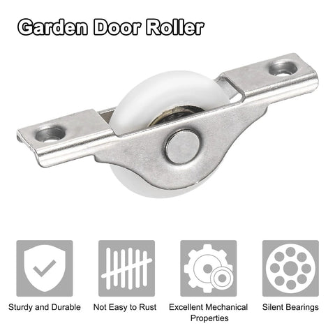 Garden door roller with 30mm diameter nylon pulley wheel, durable one-piece iron and nylon casting, suitable for sliding doors and windows.