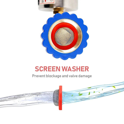 Close-up of screen washer for Lead Free Brass Water Pressure Regulator For RVs And Campers MeasureMan Three Quarter Inch GHT
