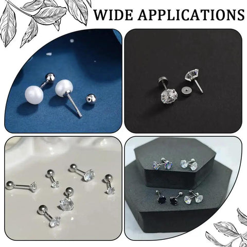 5 Size Set Of Screw Ball Backings For Threaded Posts 304 Stainless Steel Round Earring Backs for jewelry making projects