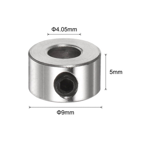 10pcs Set Screw Collars 4.05mm Bore Shaft Collars, 9mm OD, 5mm Width, Landing Gear Stopper Wheel Collar side view