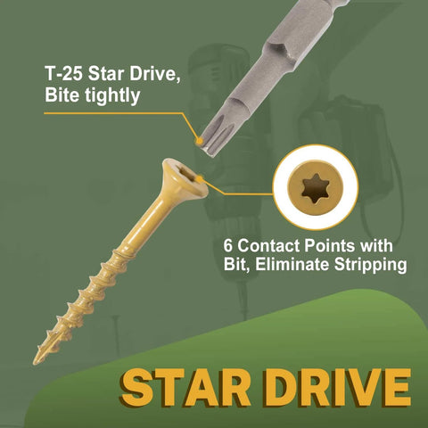 Deck Screws 3 Inch, Wood Screws #10 x 3, 300 PCS, Rust Resistant, T25 Star Drive Head and Bit, Tan