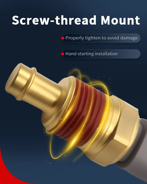 VEHICODE Engine Coolant Temperature Sensor, screw-thread mount, brass body with red seal
