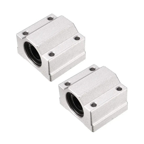 SCS13UU Linear Ball Bearing Slide Block Set, 13mm Bore, 2 Pack, showing aluminum housing and double seal dust seals.