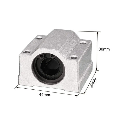 SCS13UU Linear Ball Bearing Slide Block Set, 13mm Bore, dimensions 44x39mm, aluminum housing, precision guide for CNC, 3D printers.