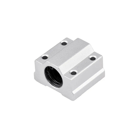 Close-up of SCS8UU slide block from 20 Pieces Pack 500mm 8mm Diameter Linear Motion Rod Shaft Guide Set for 3D printers and CNC.