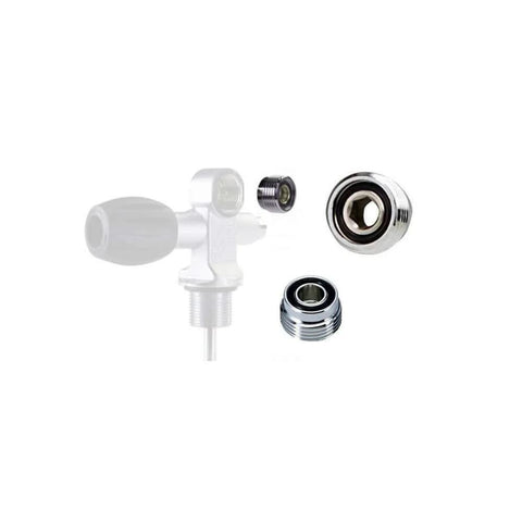 Tank Valve Screw Adapter for Scuba Tanks, DIN to Yoke Insert Converter, stainless steel and brass, 8mm hex key installation view
