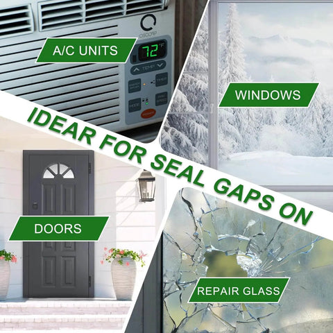 Image promoting Transparent Window Weather Sealing Tape 2 Inch x 33 FT Weather Stripping Residue-Free Clear Tape for Doors and Windows.