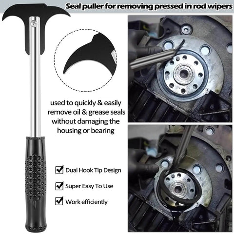 Heavy Duty 17 Piece Hydraulic Cylinder Repair Tool Kit For Skid Steers, Loaders, Backhoes, And Tractors With Gland Spanner Wrench