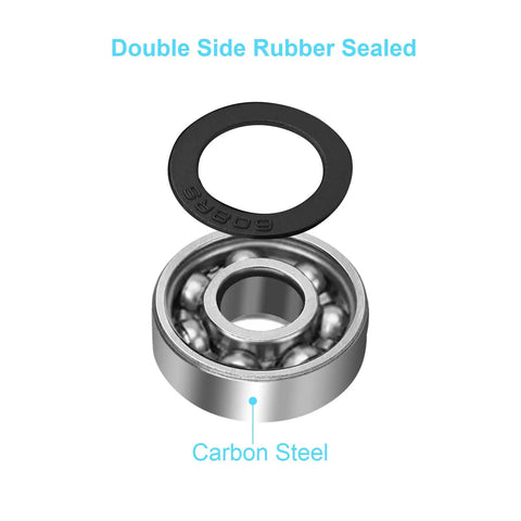 22-Pack 608-2RS Sealed Deep Groove Ball Bearings 8mm x 22mm x 7mm Double Rubber Shields, Carbon Steel 608RS Close-Up