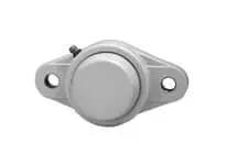 Front view of 1-1/8 in Narrow Set Screw Ball Bearing Insert, Zinc-Plated with Contact Seal, Relubricatable in white polymer housing