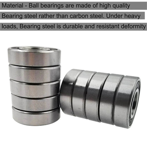 10 PCS R8-2RS Double Rubber Sealed Roller Ball Bearing 1/2 Inch Bore 1/2 x 1-1/8 x 5/16 Inch ABEC3 stacked view