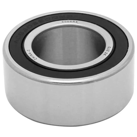 Four sealed double row angular contact ball bearings 30mm bore by 55mm outer and 23mm wide, close-up front view