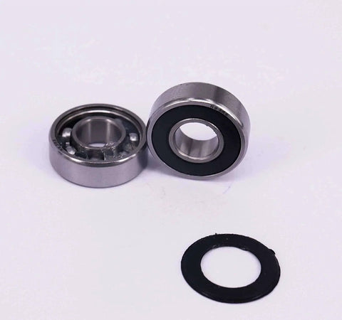 Close-up of 10 Sealed Bearing R6-2RS 3/8''x 7/8''x 9/32'' Miniature Ball Bearings with included rubber seal