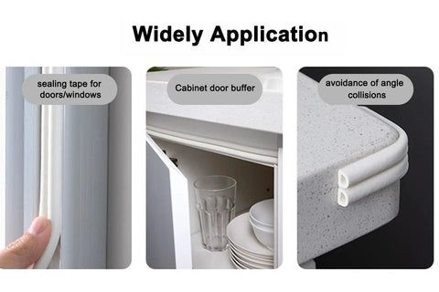 Weather stripping seal tape, white self-adhesive foam D-type, 32.8 ft for doors, windows and cabinets.