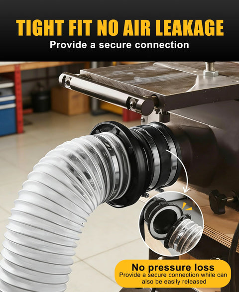 GOOWAY dust collection fittings kit with 4in and 2.5in magnetic quick-connects for shop vac hoses, 14 piece set.