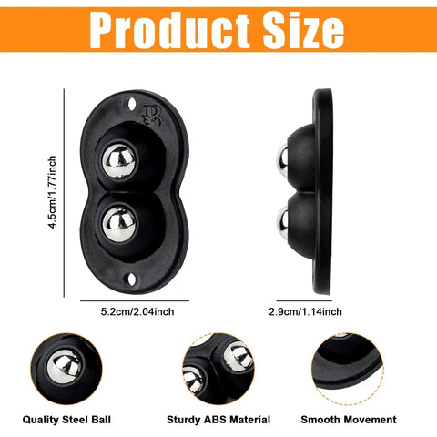 Product dimensions and features of 24 Pcs Self Adhesive Caster Wheels 360 Degree Swivel Silent Rollers Set For Appliances