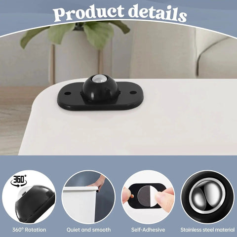 8 Pcs Self Adhesive Caster Wheels For Appliances And Small Furniture With 360 Degree Swivel Rotation Durable ABS And Stainless Steel Bearings Black Easy To Install On Most Surfaces Providing Smooth Glide For Heavy Trash Cans Bins And Storage Boxes