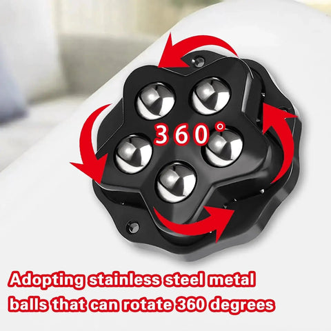Self Adhesive Caster Wheels For Carpet And Large Appliances, Swivel Steel Universal Appliance Sliders showing 360-degree rotation