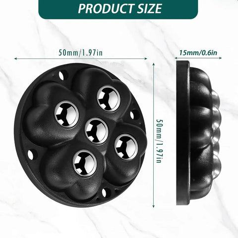 Self Adhesive Caster Wheels With 360 Degree Swivel Stainless Steel Rollers Low Profile For Kitchen Appliances And Furniture, Black