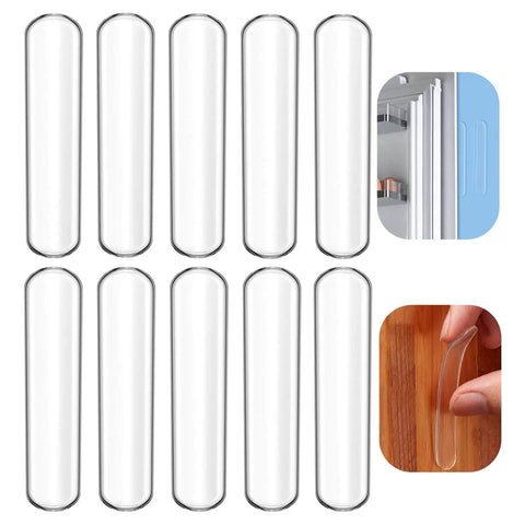 10 Pack Wall Bumpers And Door Stoppers For Furniture No Slam Cushions Self Adhesive Anti Collision Pads With 3M Bond, transparent bumpers visible.