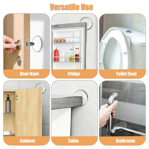 Wall Saver Door Stopper Set Self Adhesive Six Pack Two Inch Quiet Door Bumpers For Walls Door Knob Impact Protector in use
