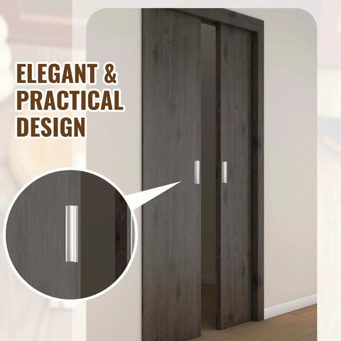 Four Pcs SelfAdhesive Edge Finger Pull Door Handles For Cabinets Closets And Sliding Doors shown on dark sliding door