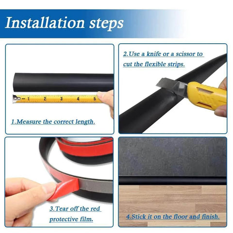 Installation steps for Floor Transition Strip Self Adhesive Carpet & Flooring Transitions Edging Trim Strip PVC Threshold Transitions