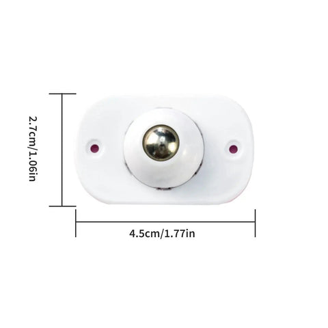 Top view of a single metal self adhesive caster wheel with dimensions for furniture, part of an 8 pack, ideal for cabinets and appliances.