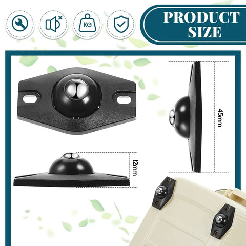 Eight Pcs Self Adhesive Mini Caster Wheels With 360 Degree Swivel And Ball Bearings, detail view, installed on storage bin.