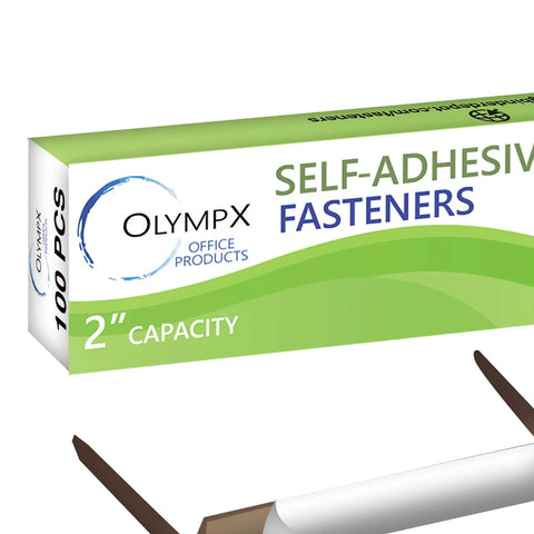 Box of Premium Self Adhesive Prong Paper Fastener Bases 100 Pack Two And Three Quarters Inch Center For Paper File Clips