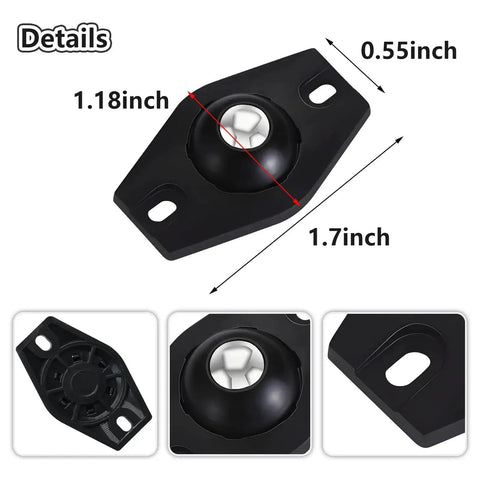 16 Pcs Self Adhesive Caster Wheels Universal 360 Degree Swivel Heavy Duty Appliance Rollers with product dimensions shown