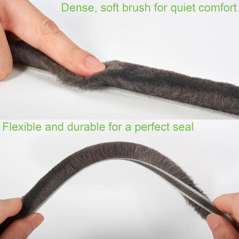 YOCCEK self-adhesive weather stripping brush seal, gray, 0.2in x 0.35in x 16.5ft, door/window gap filler with adhesive backing