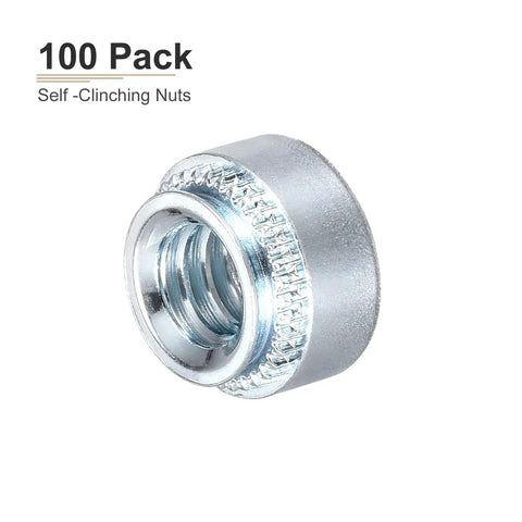 Self Clinching Rivet Nut Fastener 100 Pack With One Quarter Twenty Threads And Quarter Inch Length Silver Carbon Steel