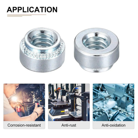 Self Clinching Rivet Nut Fastener 100 Pack With One Quarter Twenty Threads And Quarter Inch Length Silver Carbon Steel