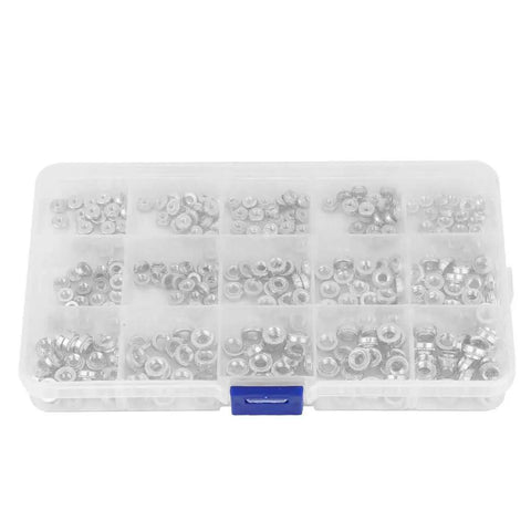 300Pcs Self Clinching Rivet Nuts Set For Sheet Metal M2 M2.5 M3 M4 M5 Type S PEM Thin Plates Metal Fastener Tool in clear organizer box.