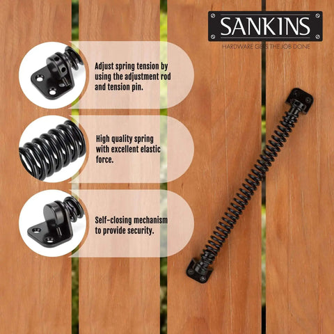 Heavy Duty Eleven And A Half Inch Self Closing Gate Spring For Outdoor Wooden And Vinyl Fences Built To Last With Adjustable Tension