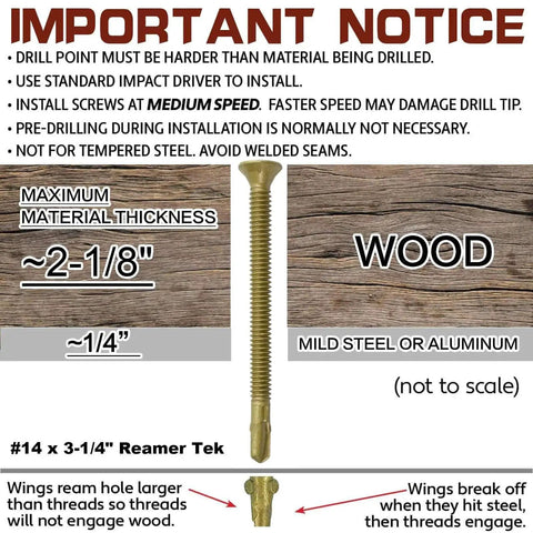 Self Drilling Tek Screws 14 X 3 1 4 Inch Torx Star Drive for Wood to Metal Fastening Heavy Duty Screws illustration