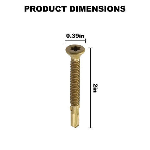 Reamer Tek Self Drilling Screws For Wood To Metal With Torx T30 Star Head Two And Three Quarter Inch Long 0.24 Inch Shank Ideal For Flatbeds And Trailers 100 Pieces, dimensions and close-up view