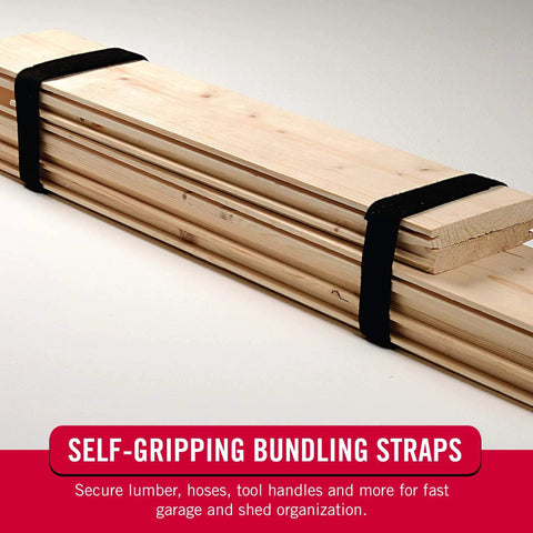 Heavy Duty Self Bundling Straps For Home And Worksite Built For Pros Extra Wide 1.5 Inch 45 Foot Roll securing wooden planks