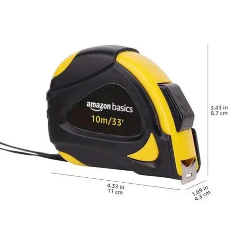 Self locking tape measure with belt clip offers precise 33 feet of measurement with MID accuracy, dual inch and metric scales