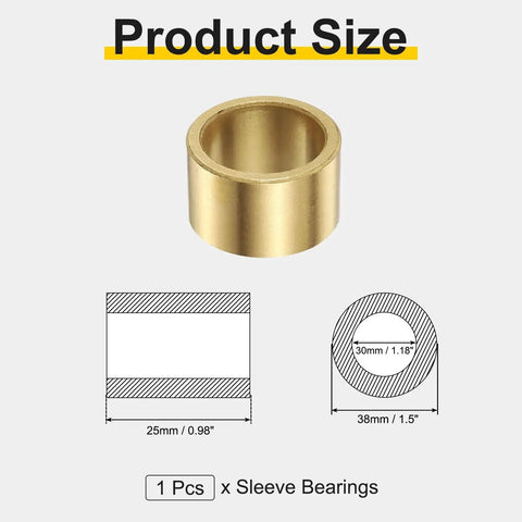 Self Lubricating Sintered Bronze Sleeve Bearings With 30mm Bore 38mm OD And 25mm Length For High Sliding Applications In Tough Machinery Uxcell