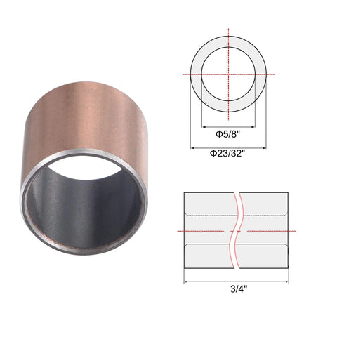 Self Lubricating Sleeve Bearing With 5/8 Inch Bore, 23/32 Inch Outer Diameter, 3/4 Inch Length, bronze composite coating