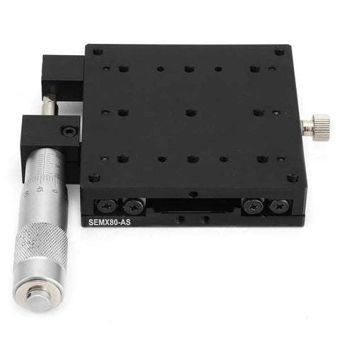 ✝️ SEMX80-the Linear Step, 80x80mm X Axis Manual Precision Linear Stage Precision Translation Stage, side view with knob detail