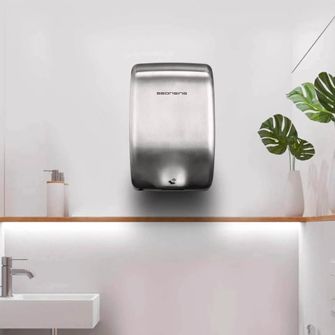 Seonsing Automatic Commercial Hand Dryer Heavy Duty Compact High Speed 224 Mph Restroom With Hygiene Filter Low Noise in restroom