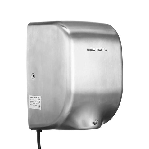Side view of Seonsing Automatic Commercial Hand Dryer Heavy Duty Compact High Speed 224 Mph Restroom With Hygiene Filter Low Noise